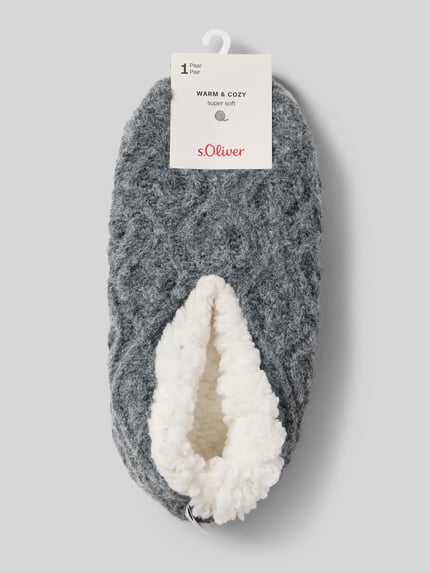 s.Oliver RED LABEL Hausschuhe mit Woll-Anteil und wärmenden Teddyfell-Futter  Anthrazit 3