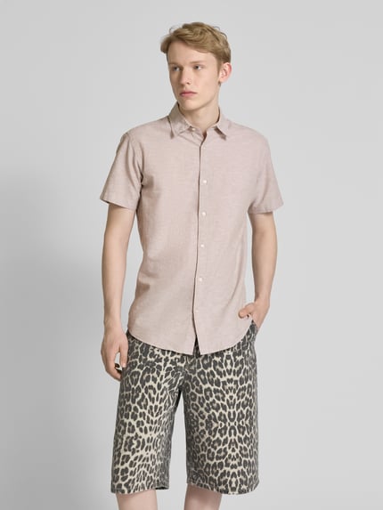JACK & JONES Slim Fit Freizeithemd aus Baumwoll-Leinen-Mix Modell 'BREEZE' Sand 4