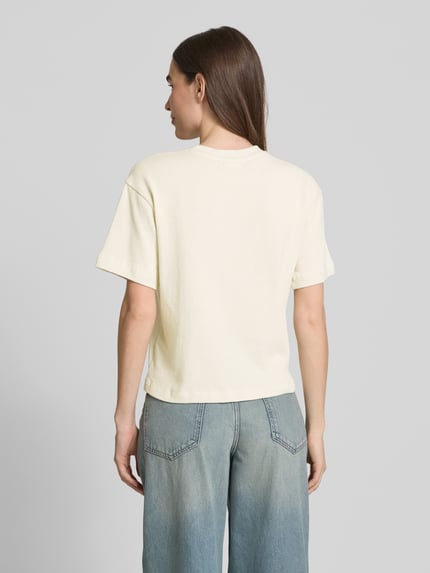 Jake*s Studio Woman T-shirt met geribde ronde hals Ecru - 5