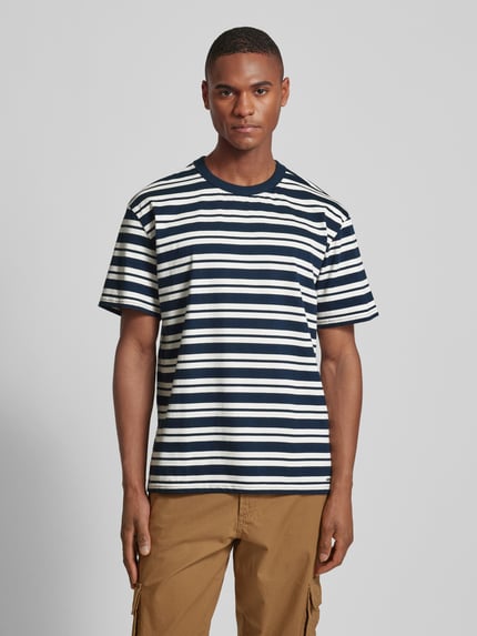 Anerkjendt T-Shirt mit Streifenmuster Modell 'AKKIKKI' Dunkelblau 4