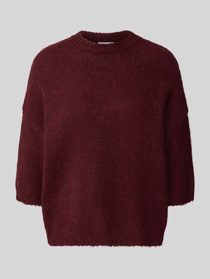 Produktfoto, Relaxed Fit Strickpullover mit 3/4-Arm Modell 'BYOTIA' von b.young, bordeaux, grob gestrickt, Material-Mix mit Woll-Anteil