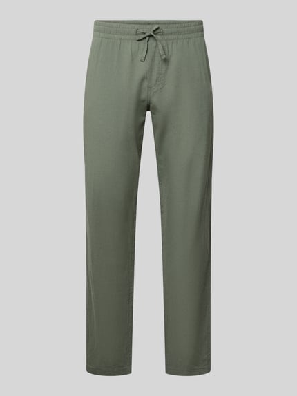 Produktfoto, Herren Hose aus Baumwoll-Leinen-Mix Modell 'KANE' von Jack & Jones in Grün, Regular-Fit, elastischer Bund, glatte Textur