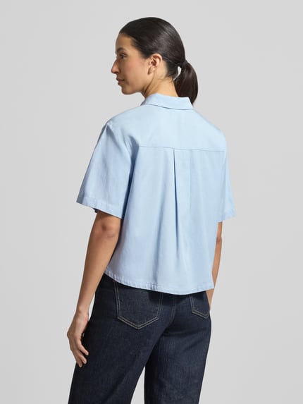 Jake*s Casual Boxy Fit Bluse aus Lyocell-Baumwoll-Mix Hellblau 5