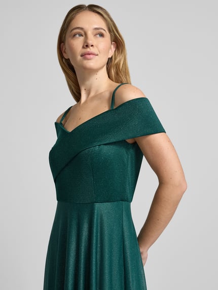 Christian Berg Cocktail Abendkleid in Glitzer-Optik Gruen Melange 3
