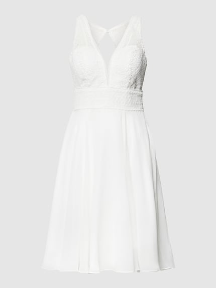 LUXUAR FASHION Knielange bruidsjurk met taillepas Offwhite - 2