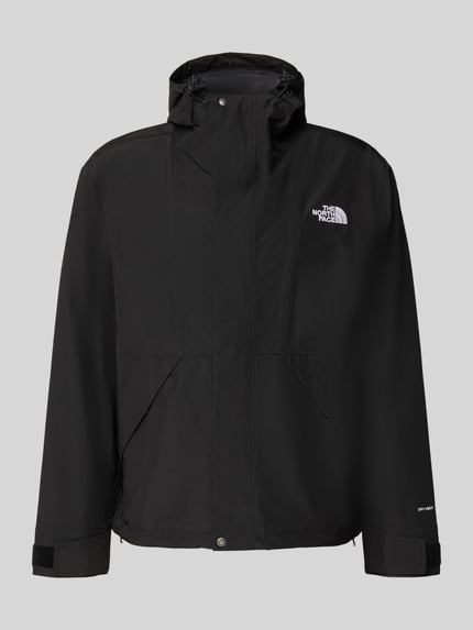 Productfoto, zwarte Jacke mit Label-Stitching Modell 'REIGN ON 2.0' van The North Face, regular fit, met capuchon en verborgen ritssluiting, gladde stofstructuur