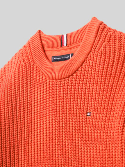 Tommy Hilfiger Teens Regular fit gebreide pullover van katoenmix Lichtrood - 2