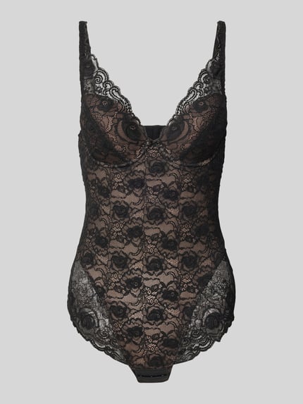 Marie Jo Body van kant met haakjessluiting, model 'Cyrile' Metallic zwart - 1
