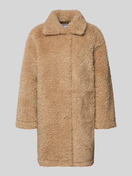 Jake*s Casual Regular Fit Mantel aus Teddyfell mit Umlegekragen Camel 2