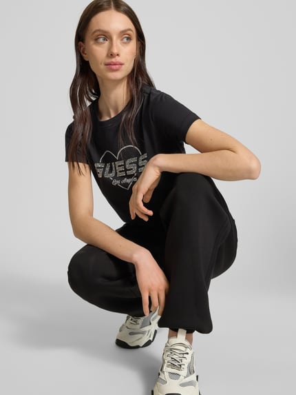 GUESS Activewear T-Shirt mit Strasssteinbesatz Modell 'NARCISO' Black 3