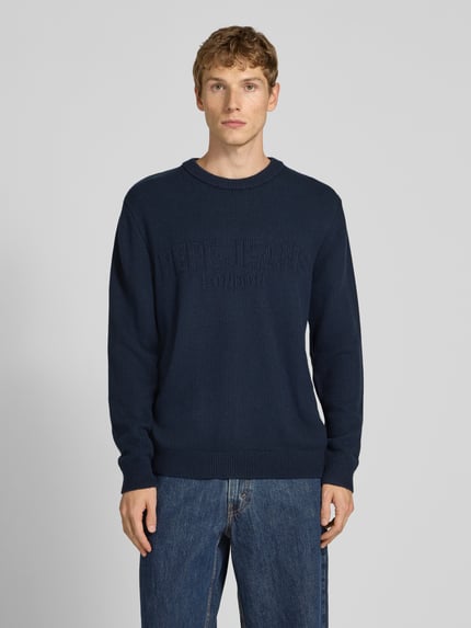 Pepe Jeans regular fit gebreide trui viscose-katoenmengsel model 'PHINEAS' Marineblauw - 4