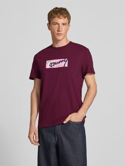 Tommy Jeans Regular Fit T-Shirt aus reiner Baumwolle Bordeaux 4