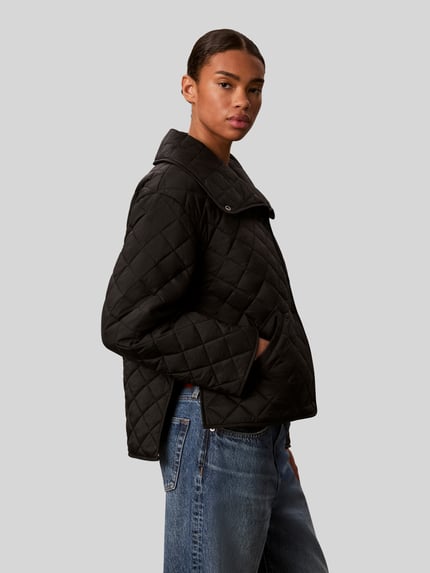 Calvin Klein Womenswear Kurtka pikowana o kroju relaxed fit z rozcięciami po bokach Czarny 4