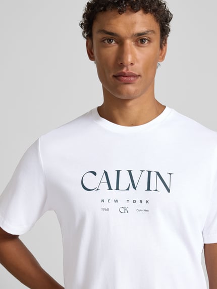 CK Calvin Klein T-Shirt mit Label-Print und Rundhalsausschnitt Weiss 3