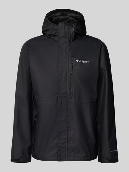 Produktfoto, schwarze Jacke mit Kapuze Modell 'Hikebound™ II' von Columbia, Regular-Fit, Reißverschluss, Logo, Ärmelriegel, glatte Textur.