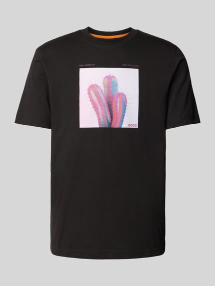 BOSS Orange T-shirt z nadrukiem z logo model ‘mextour’ Czarny 2