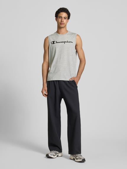 Champion Top mit Logo und Rundhalsausschnitt Hellgrau Melange 1