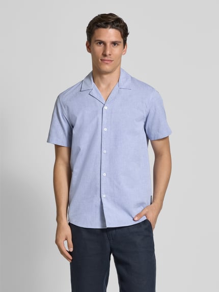 Tom Tailor Denim Relaxed Fit Freizeithemd aus reiner Baumwolle Marine Melange 4