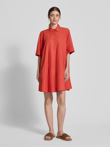 Jake*s Collection Overhemdjurk met knoopsluiting Roestrood - 1