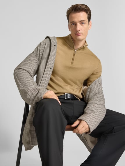 Selected Regular Fit Troyer aus reiner Merinowolle Modell 'TRAY' Beige 3