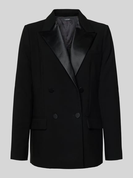 Produktfoto, Blazer mit Reverskragen und Pattentaschen Modell 'RILISSA' von Lauren Ralph Lauren, schwarz, zweireihig, Regular Fit, glatte Textur