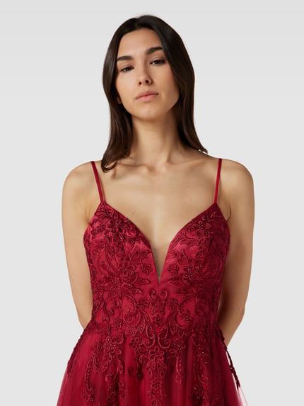 LUXUAR FASHION Abendkleid mit Ziersteinbesatz Bordeaux 3