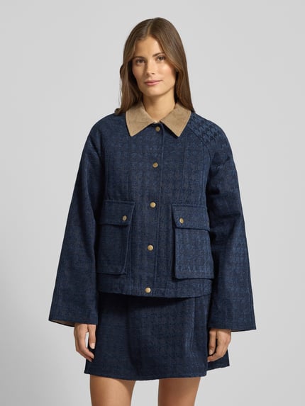 YAS Lange jas met klepzakken Model 'VICKY' Marineblauw - 4