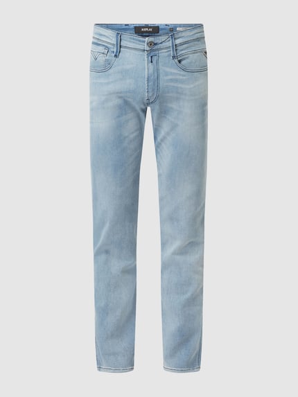 Replay Slim fit jeans met stretch, model 'Anbass' Lichtblauw - 2