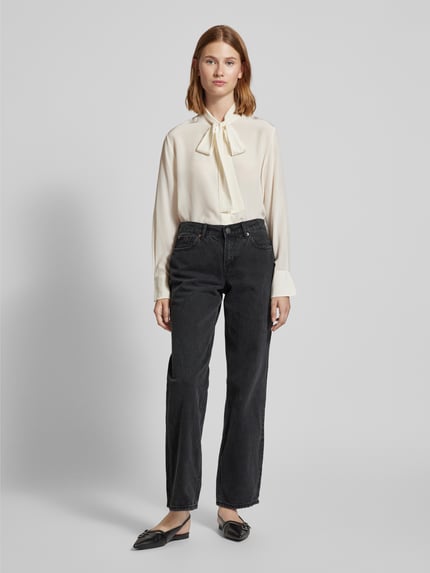 VERO MODA Straight fit high waist jeans met studs, model 'FILIPPA' Zwart - 1