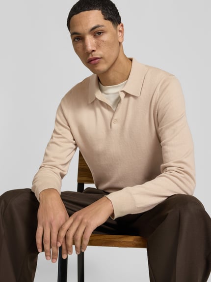 Filippa K koszulka polo o kroju regular fit z mieszanki wełny Beżowy 3
