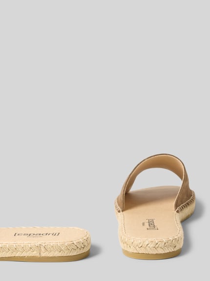 Produktfoto, Sandalette mit Label-Detail Modell 'PLAGE VELOUR' von Espadrij in Velour-Optik, Abgerundete-Spitze, Schlupfform, Absatzhöhe 3 cm, Damen