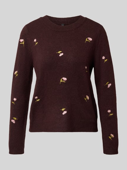ONLY Regular Fit Pullover mit Woll-Anteil Modell 'SHINE' Bordeaux Melange 1