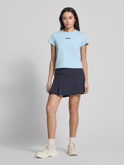 REVIEW T-Shirt mit Label-Print Hellblau 1