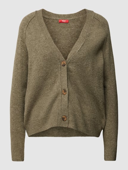 Esprit Strickjacke mit V-Ausschnitt Khaki 2