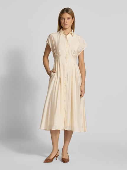 Jake*s Collection Hemdblusenkleid mit Knopfleiste Beige 4