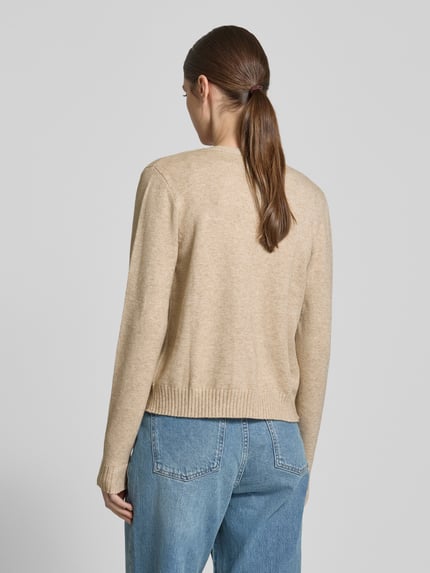 VILA Cardigan mit gerippten Abschlüssen Beige Melange 5
