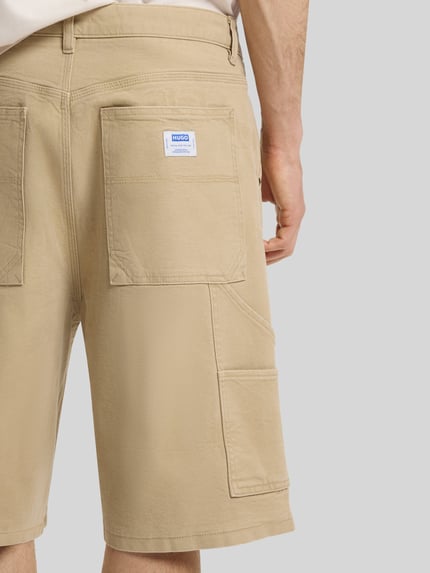 HUGO Blue Regular fit bermuda van katoenmix met zijzakken Beige - 3