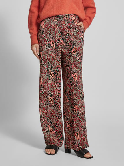 VERO MODA Regular Fit  Weite Hose mit Hornoptik-Knopf Modell 'MABLE MAVITA' Rot 4