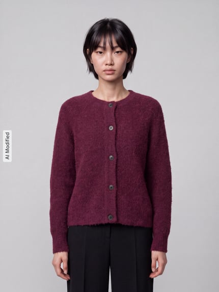 Selected Relaxed Fit Strickjacke aus Woll-Mix Modell 'LULU' Bordeaux 4