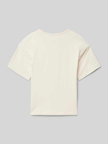 Calvin Klein Jeans Boxy fit T-shirt met labelprint Ecru - 3