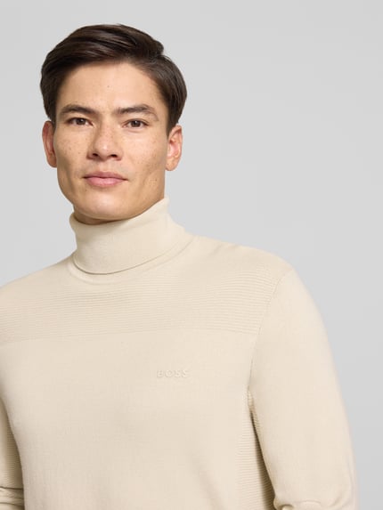 BOSS Green Regular Fit Rollkragenpullover aus Woll-Mix Modell 'Momentum' Sand 3