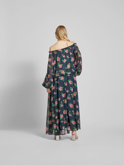 ROTATE Maxi-jurk met bloemenmotief Marineblauw - 5