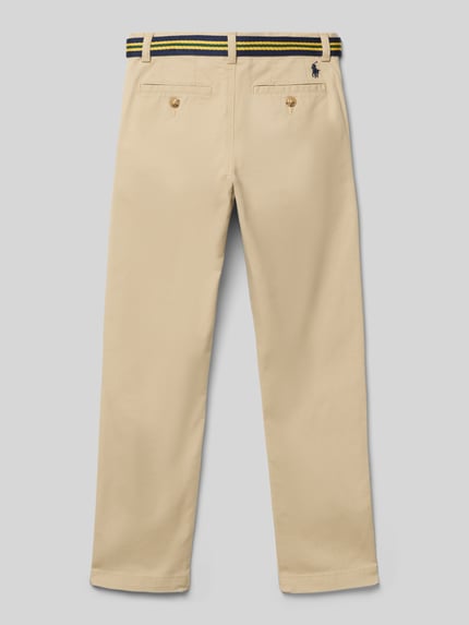 Polo Ralph Lauren Kids Straight fit stoffen broek met steekzakken, model 'Bedford' Beige - 3