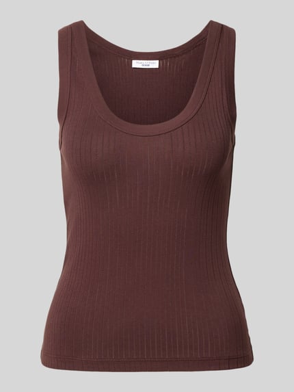 Produktfoto, Regular-Fit Tanktop aus reiner Baumwolle von Marc O'Polo Denim in Braun, feine Rippstruktur, Tanktop-Form, Damen Tanktop