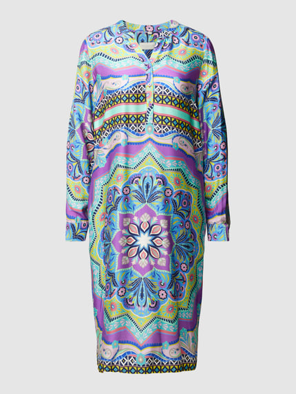 Milano Italy Knielange tuniekjurk van viscose met all-over motief Lila - 2