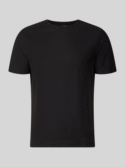 Produktfoto, T-shirt met logomotief en ronde hals van ARMANI EXCHANGE in zwart, slim fit, puur katoen, ruglengte maat M 67 cm