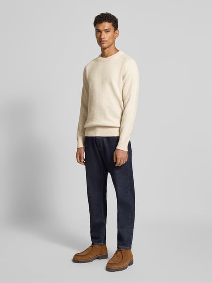 Selected Regular fit gebreide pullover met alpaca-wol aandeel model 'RAI' Offwhite - 1