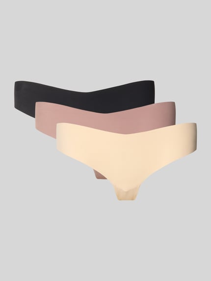 Produktfoto, String im 3er-Pack Modell 'AIRLITE' von DORINA, neutralne kolory, elastyczny pas, dopasowany krój, materiał z dodatkiem stretchu.