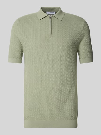 Selected Poloshirt mit kurzem Reißverschluss Hellgruen 2