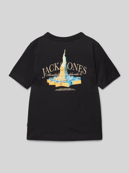 JACK & JONES T-shirt met labelprint, model 'BOSTON PHOTO' Zwart - 3